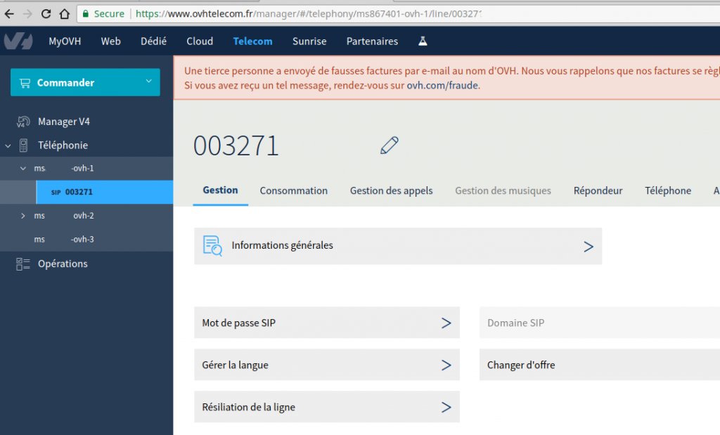 OVH Manager - vérifier l'enregistrement