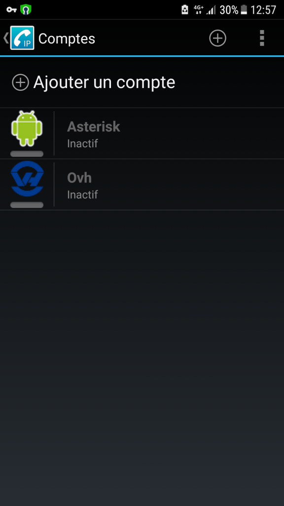 CSipSimple - Ajout d'un Compte