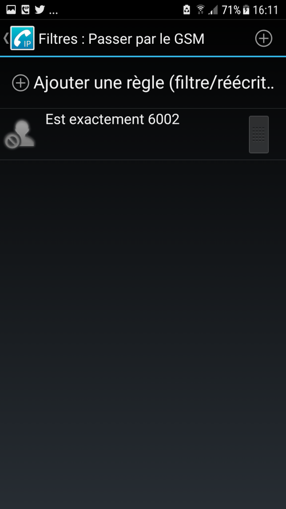 filtre ne pas appeler 6002