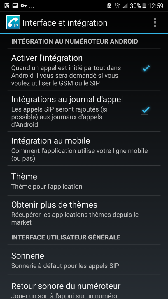 CSipSimple -Interface et Integration