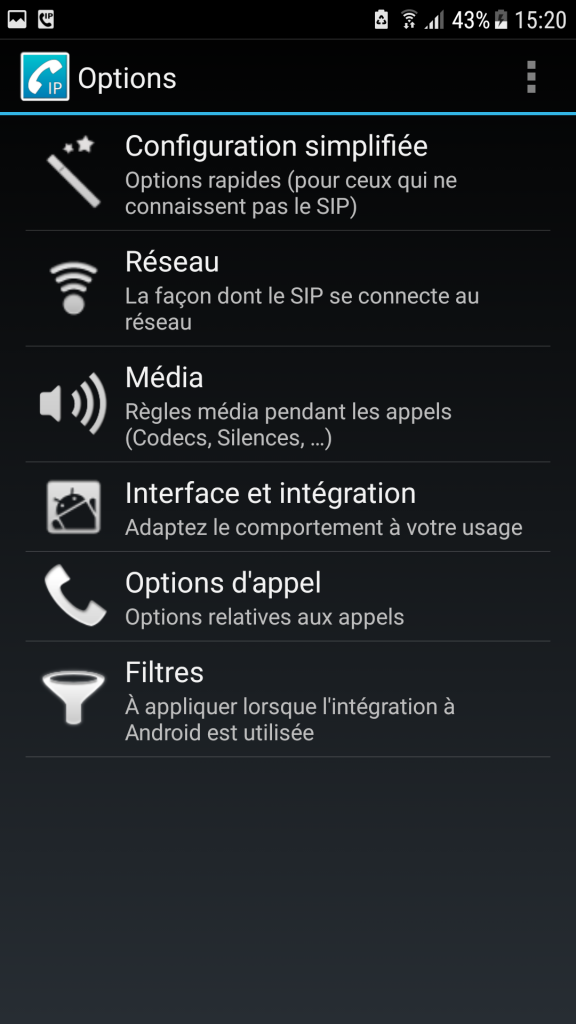 CSipSimple - Options