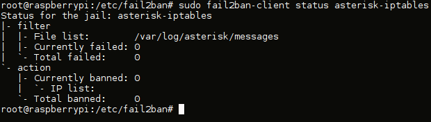 fail2ban - jail asterisk status