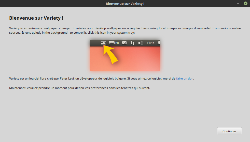 Splash screen Variety au premier démarrage