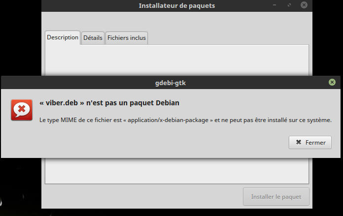 Viber sous Linux - Erreur installation deb package