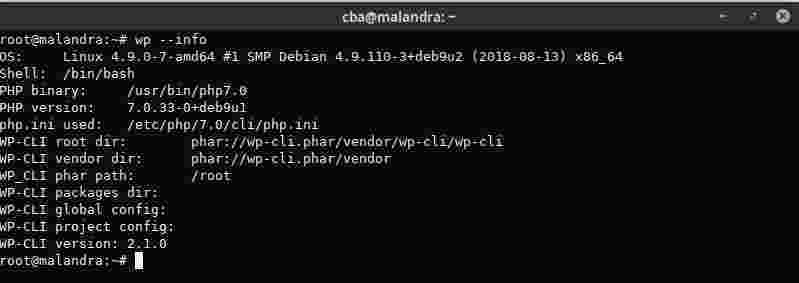 WP-cli : wp --info