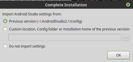 Android Studio - importer votre configuration