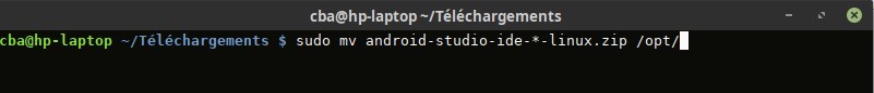 Déplacement d'Android Studio dans /opt