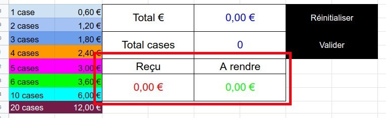 Caisse électronique avec GoogleSheet  - Reçu et A rendre