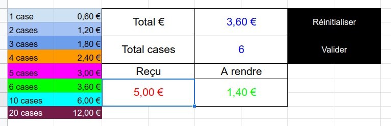 Caisse électronique avec GoogleSheet  - Exemple A rendre