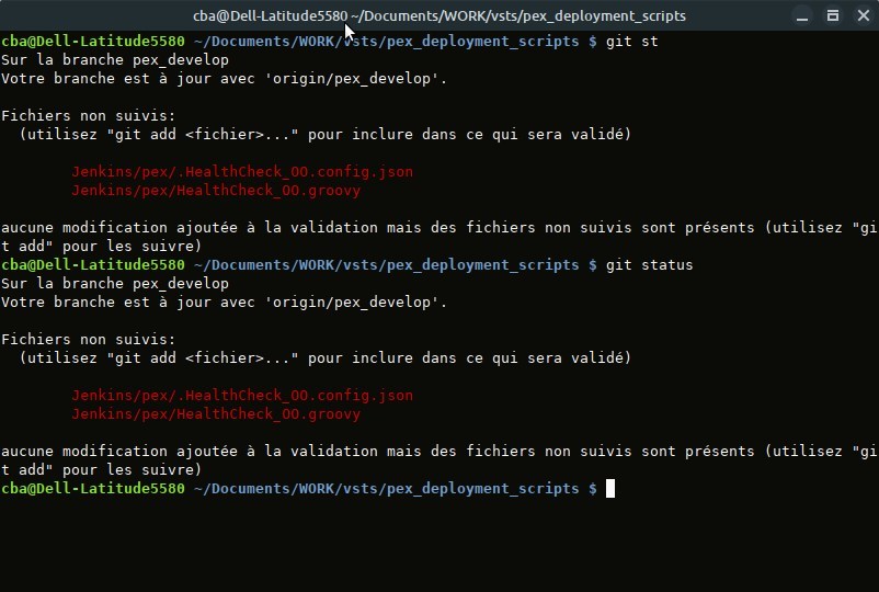 Exemple git st vs git status
