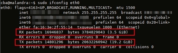 Vérifier le traffic - sudo ifconfig eth0