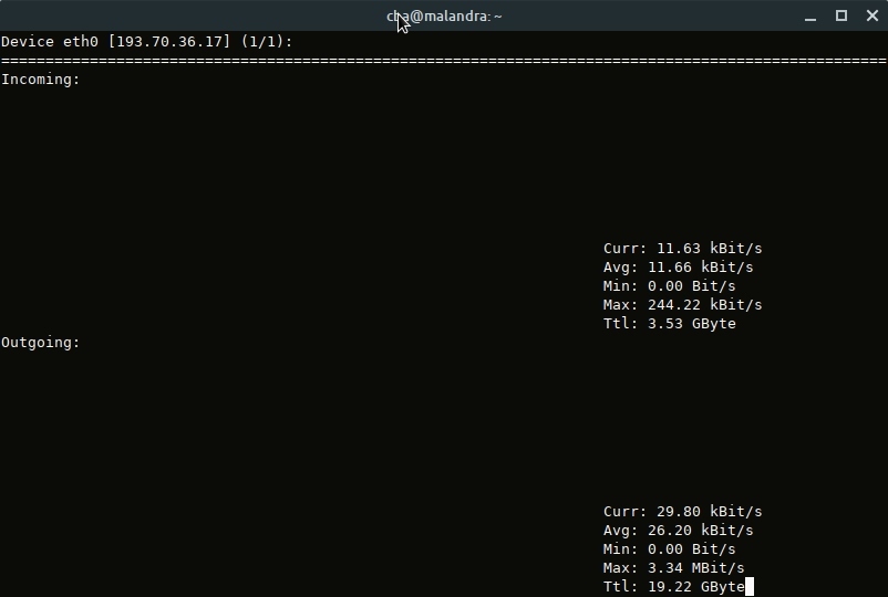 Vérifier le traffic avec nload