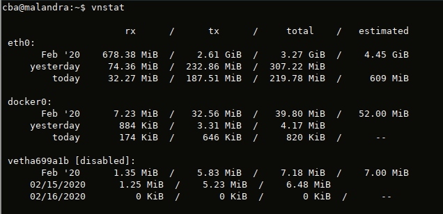 vnstat toutes les interfaces