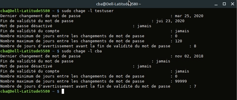changement de mot de passe - chage command